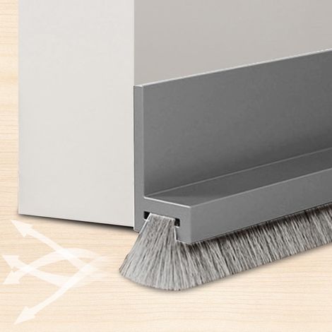 100 cm Door Bottom Brush Seal – 53 mm Sound Insulation Door Seal – Sound Insulation and Thermal Insulation, Self-Adhesive, to Cut Out – Dust Proof Door Draught Excluder (Grey) (1/5)