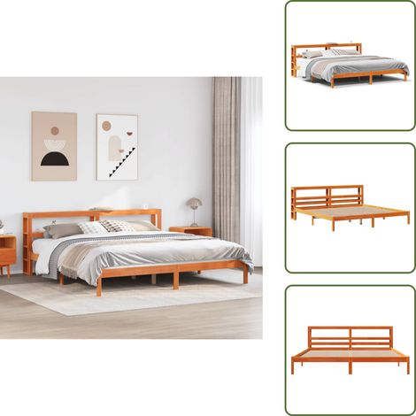 Letto in pino - vidaXL Giroletto con Testiera Marrone Cera 200x200 cm Massello Pino -