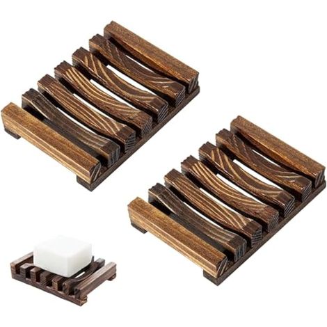 2 pièces Porte-savon en bambou style Hawaii, fait main, pour salle de bain, cuisine et douche (1/5)