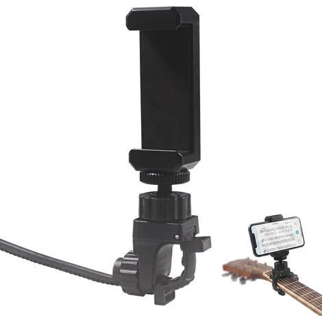 Support Téléphone Trompette et Saxophone, Lyre Réglable pour Smartphone, Pince Universelle pour Lecture de Partitions et Vidéos en Direct, Rotation 360°, Matériau ABS Durable, Noir (1/5)