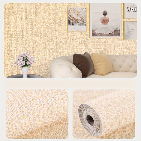 Papier Peint Autocollant Jaune Amovible Déco (1/4)