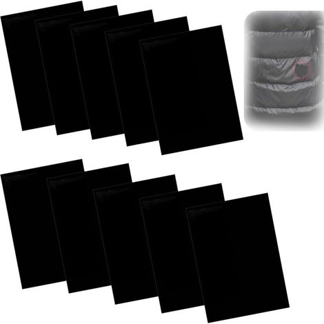 Bardusch 10 Pièces Patchs Autocollants en Nylon 20 x 15 cm - Patch Réparation Doudoune et Imperméable - Patch en Nylon Autocollant Noir, pour Tentes, Vestes en Duvet, Sacs de Couchage, Sacs (1/5)
