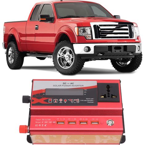 12V-220V 420W Kfz-Konverter mit siebenfarbiger Ambientebeleuchtung, 4 USB-Anschlüssen und universeller roter LED (1/5)
