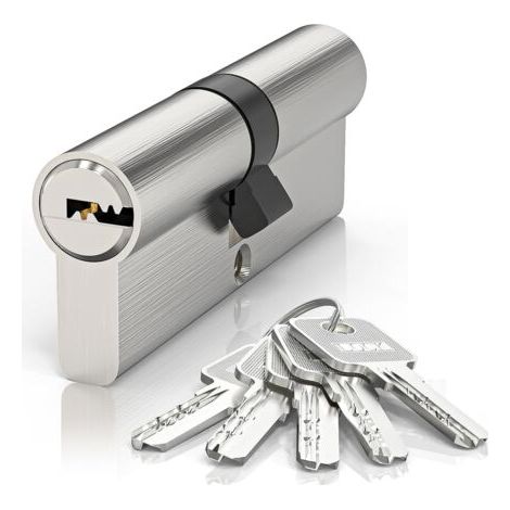 45/45(90mm) Serrure de barillet de porte en nickel,clé à clé avec clés à fossettes horizontales,serrure à cylindre euro en Alliage d’aluminium,Applicable à composites et UPVC (1/5)