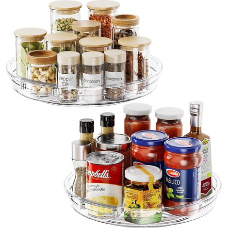 Set mit 2 Drehtellern (Lazy Susan), 23,5 cm, für Schränke, Gewürzregale, Küche, Tisch, Arbeitsplatte, Speisekammer, Kühlschrank (1/5)
