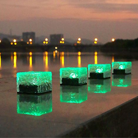 Brique de verre solaire LED ABS étanche, à enterrer dans le sol, lampe paysagère en brique de glace pour jardin, pelouse, lumière verte (1/5)