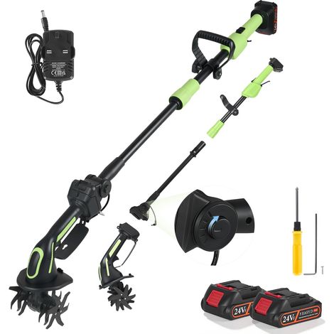 Ponceuse électrique 21 V - Avec 2 batteries - 3000 mAh - Défonceuse électrique - Profondeur de travail : 10 cm - Largeur de travail : 10 cm - Motonnière pour desserrer, travailler (1/5)