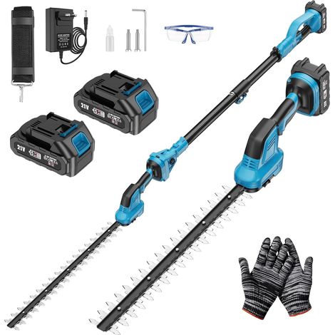 Taille Haie Telescopique Batterie sans Fil avec Perche 2 en 1 Élagueuse sur Perche Moteur de 550 W 2 Batteries Taille Haies Électrique , Angle Réglable, Idéal Jardin Verger Taille Haie (1/5)