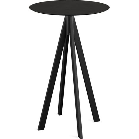 Infinity mange-debout avec piètement noir + plateau HPL noir Ø 70 cm - Feros (1/3)
