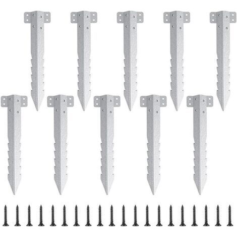 Ensemble de 10 supports métalliques pour traverses de chemin de fer avec vis, pour parterres de fleurs en bois, murs de soutènement, allées, projets d'aménagement paysager (1/4)