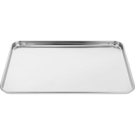 1 Plateau De Rectangulaire En Acier Inoxydable 35x25cm Finition Polie Pour Cuisine Barbecue Pique-nique (1/5)