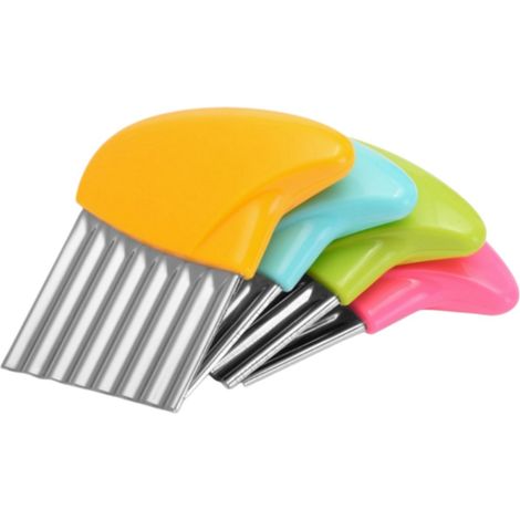 Lot de 4 coupe pommes de terre à motif ondulé pour réaliser des frites ondulées et des pilons frisés lame tranchante en acier inoxydable longue durée de vie indispensable pour une cuisine créative cou (1/5)