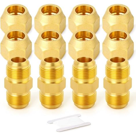 CYRILL –4Packs Métals Raccord de tube en laiton, demi-union avec écrou Flare, 3/8 "Flare x 3/8" Raccords de tuyaux mâles Flare (1/5)