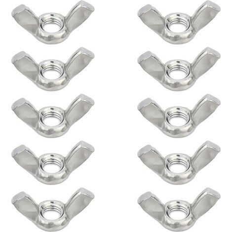 10 Pieces M10 x 1.5 Wing Nuts, M10 Wing Nuts, Stainless Steel Wing Nuts, Butterfly Nuts, Ideal for DIY (1/4)