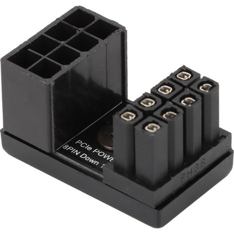 Adaptateur coudé à 180 degrés, soudé solidement, 8 broches femelle vers 8 broches mâle avec coque isolante pour carte graphique de bureau (PH38A+ 1 pièce)