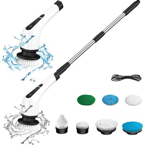 Kit De Nettoyage Sans Fil Avec Brosses Noir Et Blanc Et Gants Latex Épaissis Oxford - 2