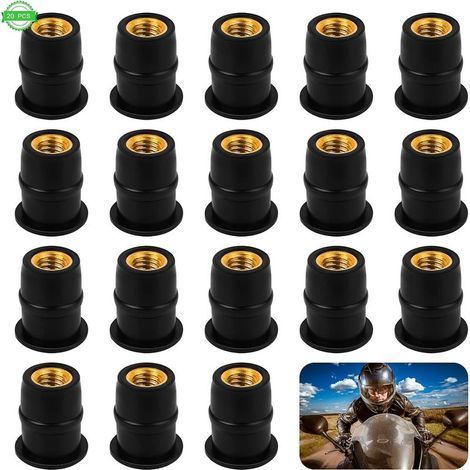 Écrou de Puit M5 20 Pcs Écrou de Pare-Brise de Moto Boulon de Pare-Brise en Caoutchouc et Laiton Métrique Boulon de Vis de Pare-Brise pour Pare-Brise Carrosserie Moto VTT (1/5)
