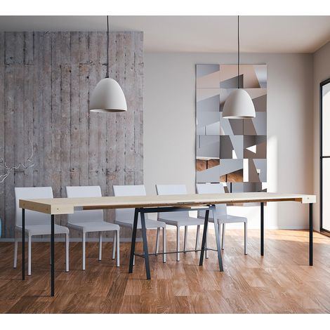 Tavolo consolle "Prato" allungabile in legno per sala da pranzo -Allungabile fino a 300 cm / Classic / Abete Natura (1/5)