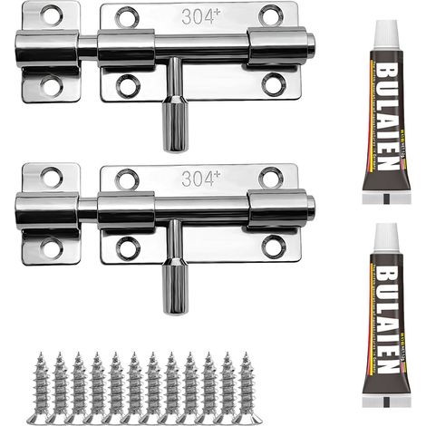 Loquets de sécurité pour portes coulissantes en acier inoxydable, durables pour portes en bois, placards, salles de bains, fenêtres et meubles.