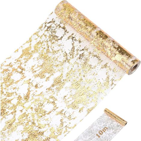 Goldener Tischläufer 28 cm x 10 m, Blattgold, Tischdekoration, Pailletten-Tischdecke, Stoff, Hochzeit, Party, Geburtstag, DIY (1/5)