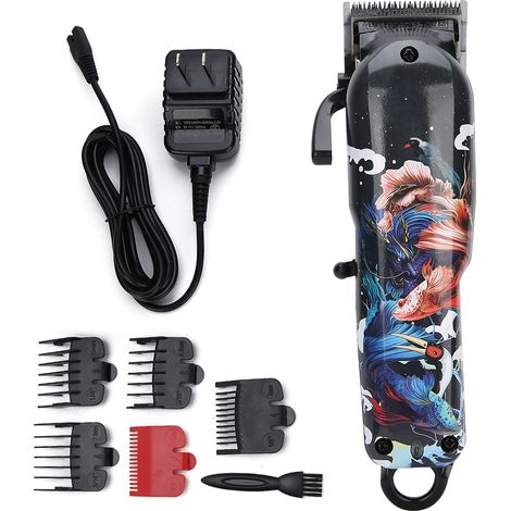 Tondeuse électrique professionnelle avec motif graffiti, coupe-cheveux et barbe, prise US 100-240V, outil de coiffure puissant (1/5)
