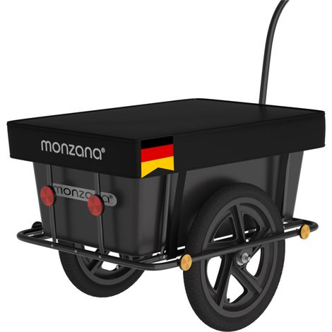 Monzana Rimorchio per bicicletta vasca in plastica rimovibile 90L carrello per bici trasporto oggetti 80Kg