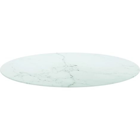 Maison Exclusive - Piano per Tavolo Bianco Ø90x1 cm Vetro Temperato Design Marmo
