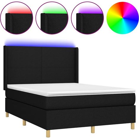 Maison Exclusive - Cama box spring colchón y luces LED tela negro