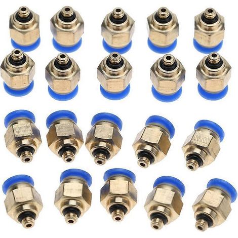 6 mm Druckluftschlauch-Schnellkupplungen mit Außengewinde, gerader Steckverbinder (PC6-M5, 20 Stück)