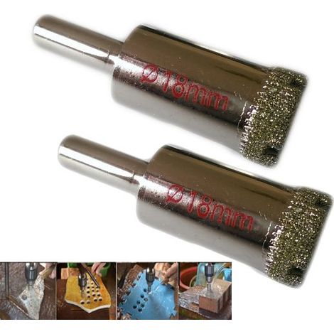 KIT 2 FRESA A TAZZA DIAMANTATA Ø 18 mm PER VETRO, MARMO, CERAMICA E VETRORESINA