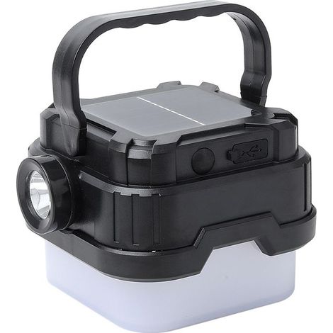 Lanterne de camping portable à énergie solaire, lampe de travail LED rechargeable par USB avec lampe torche latérale pour la randonnée en plein air