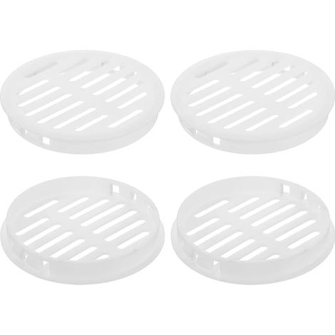 6 x Round Plastic Ventilation Grilles, Diameter 80 mm, Height 11.3 mm, Air Vents, for Cabinets, Ceilings, Walls, Windows, Radiators, White (1/5)
