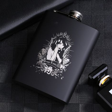 Gourde en acier inoxydable 8OZ, flacon à whisky noir mat, bouteille à vin portable pour voyage extérieur (1/2)
