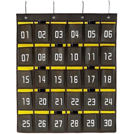 Organiseur de poche numéroté pour articles divers de salle de classe pour téléphones portables, support mural à suspendre sur une porte (1/5)