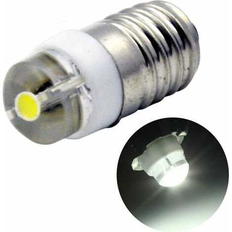 E10 Ampoule LED CC 3V 0.5W 6000K Blanc 200LM Ampoule LED pour Lampe Torche Lampe Torche, Terre Négative (Lot de 1) (1/4)