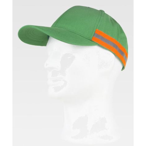 Gorra de protección de alta visibilidad, cinta reflectante-fluorescente WFA909 WORKTEAM  Verde+Naranja A.V. (1/2)