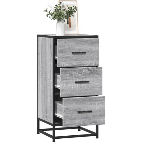 Sideboard Grau Sonoma 35,5x35x76 cm Holzwerkstoff und Metall