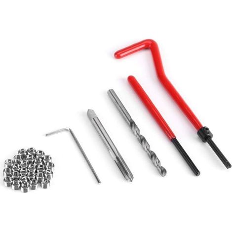 30 pièces M5/M6/M8 Kit d'insertion de réparation de filetage ensemble d'outils à main compatibles pour la réparation de moteur et autres automobiles[M8] (1/5)