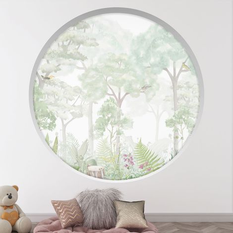 Stickers Trompe l'oeil Arche ronde Enfants - Forêts - Diamètre 30 cm (1/4)