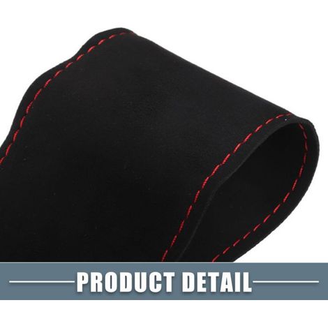 Couvre-volant Housse De Volant Diy Cousue À La Main Pour Voiture, 38 Cm, En Daim Noir Avec Coutures Rouges (1/5)