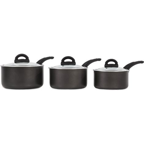 Tower T80302 Cerasure Non Stick Induction Saucepans Sets With Lids, Stay Cool Handles, Graphite, 3 Piece Set, 16/18/20 cm (1/5)