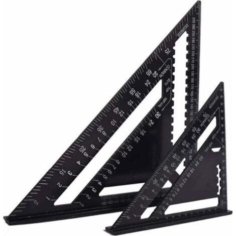 Equerre Menuisier Multifonctions 18cm et 30cm, Triangle Métal Aluminium Règle Équerre Trusquin Guide Raporteur Angle 45 90 Degres/Outillage Charpentier/Outil Traçage Guidage Menuiserie Bois (1/4)