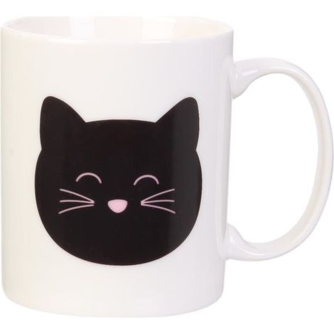 Mug thermoreactif 30 cl en céramique blanc avec un chat (1/4)