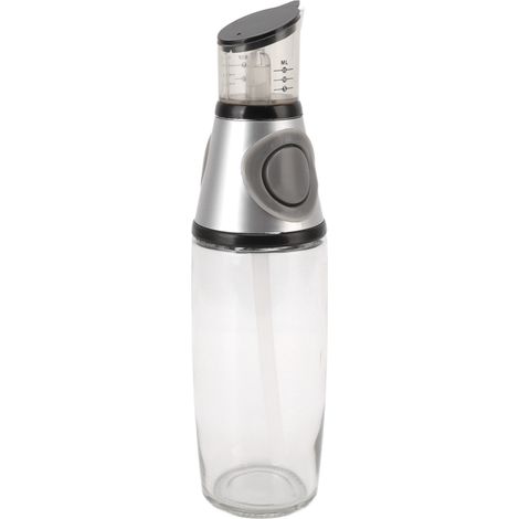 Distributeur d'huile 500 ml étanche en verre, silicone et acrylique, à pression, pour une utilisation saine en cuisine (argenté). (1/5)
