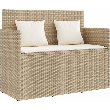 Maison Exclusive - Gartenbank mit Kissen Beige Poly Rattan