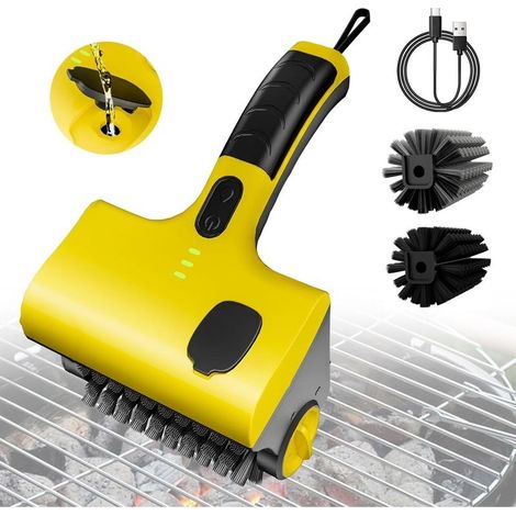 Brosse de Nettoyage de Barbecue électrique, Brosse de Gril Rechargeable avec 2 têtes de Brosse et réservoir d'eau,Brosses à Barbecue rotative à 360° avec Fonction de pulvérisation d'eau (1/5)