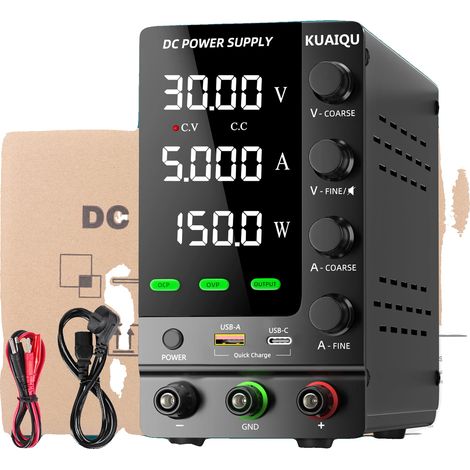 Fuente de alimentación, salida de 32 V, voltaje y corriente ajustables, 30 V 5 A 150 W, 220 V CA (1/2)
