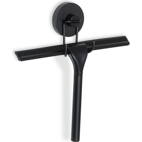 WENKO Vacuum-Loc® Duschabzieher, Badezimmerwischer, Befestigen ohne bohren, Schwarz, Stahl schwarz, Edelstahl rostfrei (1/5)