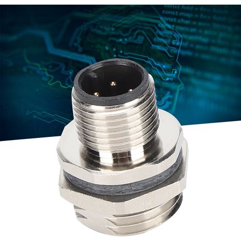 Prise M12 à 4 broches IP67 étanche pour montage sur panneau, connecteur M16 fileté