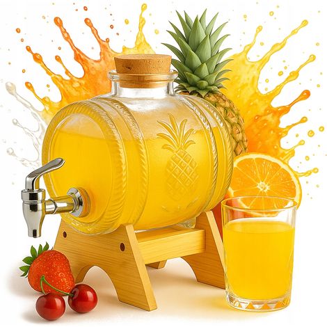 Fût en verre 1 l ANANAS KEG pour moonshine, fût de mariage en cadeau (1/5)